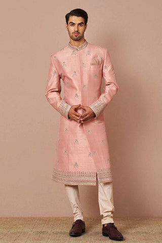 BLUSH PINK RAWSILK BUTTI EMBROIDERED SHERWANI SET