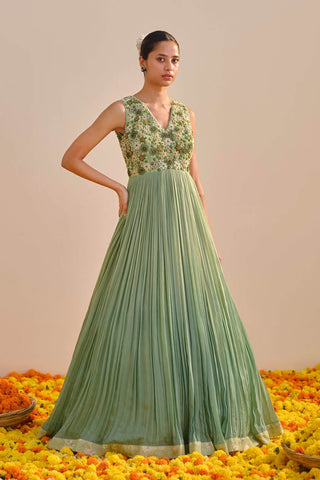 Green shaded gown