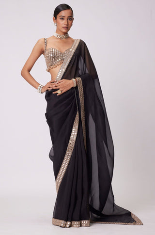 Black Organza Saree Set