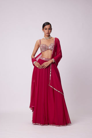 Crimson Red Lehenga Pant Set