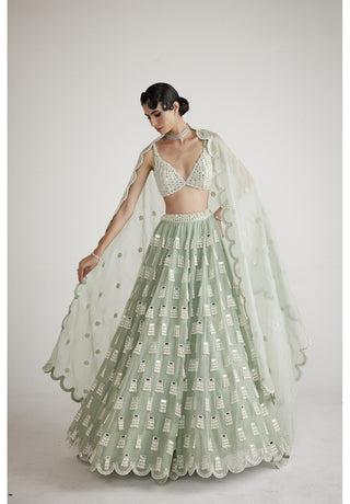 Powder Mint Green Chandelier Drop Lehenga Set