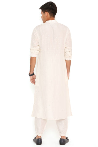 CHALK WHITE ABLA SILK BOMBER KURTA WITH JOGGER PANT