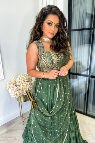 GREEN SHELBY LEHENGA