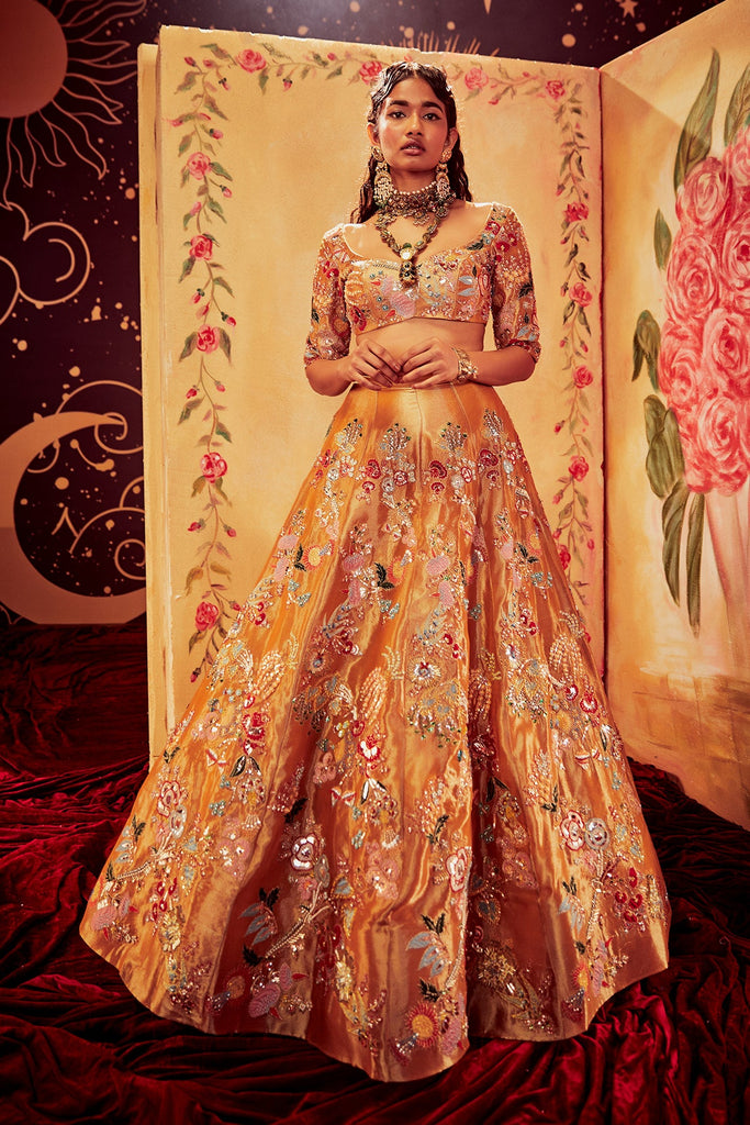 Buy New Fashion Paper Silk Orange Embroidered Bollywood types Solid Lehenga  Choli Online In India At Discounted Prices