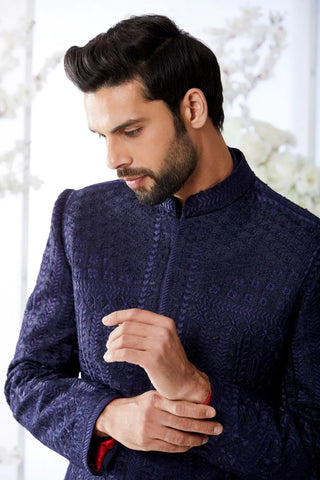 SG Midnight Blue Sherwani Set