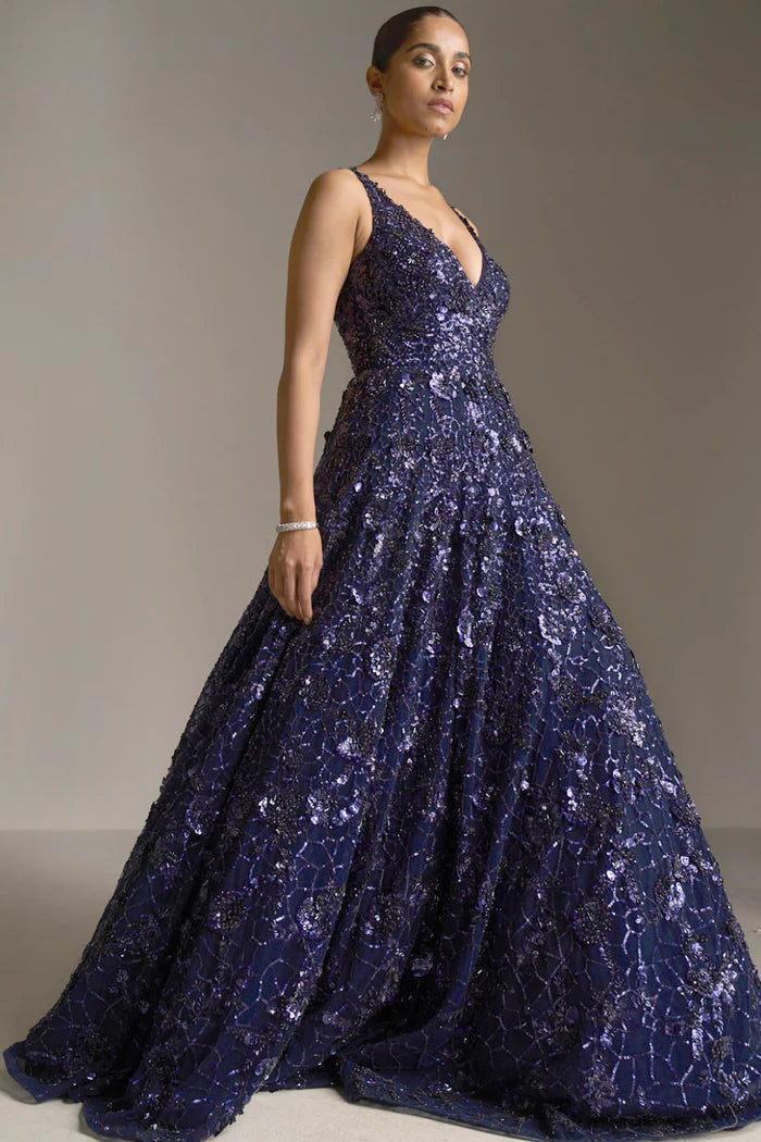 Navy Blue Sequin Gown – Studio East6