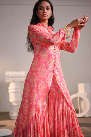 Pink Rose Sharara Coord Set