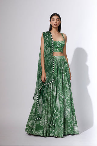 SK Abstract Green Lehenga SS20148