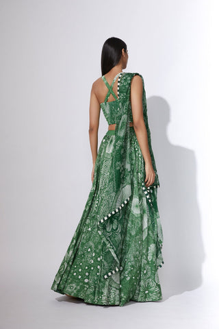 SK Abstract Green Lehenga SS20148