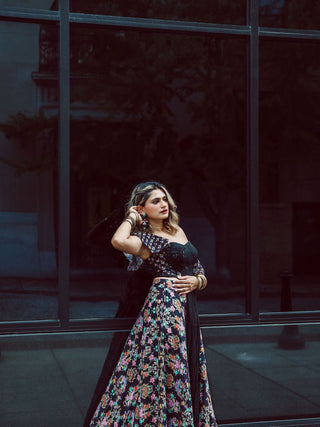 Black Frida Flora Lehenga