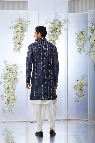 SG Midnight Mirror Work Sherwani Set