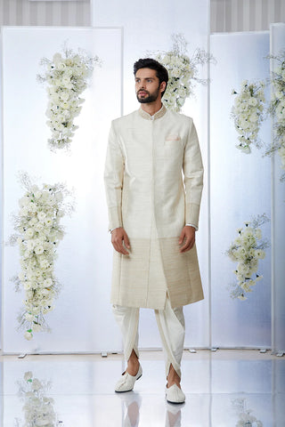 SG Cream Gold Sherwani Set