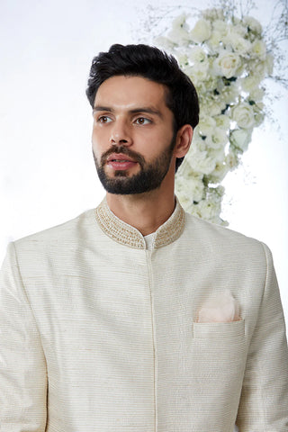 SG Cream Gold Sherwani Set