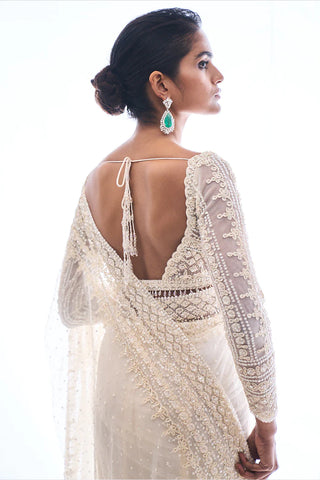 Ivory Sequin Saree