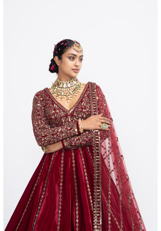 Mahroon Lehenga Set