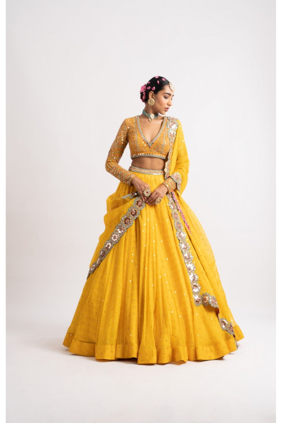 Yellow Silk Organza Lehenga Set – Studio East6