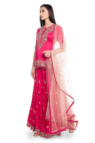 Hot Pink Sharara Set