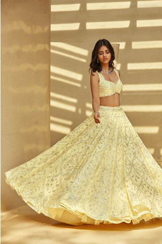 Yellow Vitu Multi-Tiered Lehenga Set