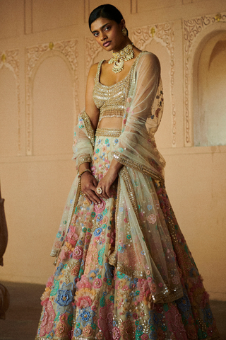 Three-Dimensional Floral Rachana Lehenga Set