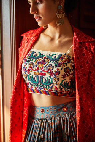 Ajrakh Lehenga Set