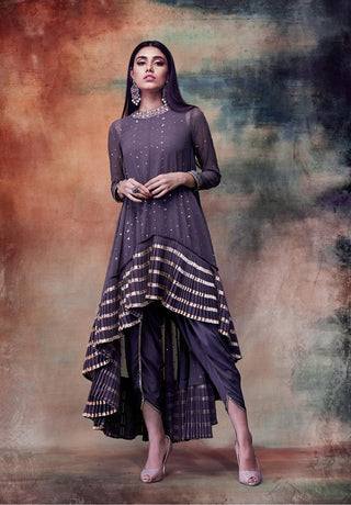 Charcoal Grey Kurta & Dhoti Set