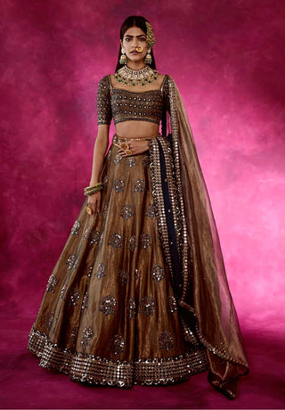 Mughal Boota Copper Shimmer Lehenga Set