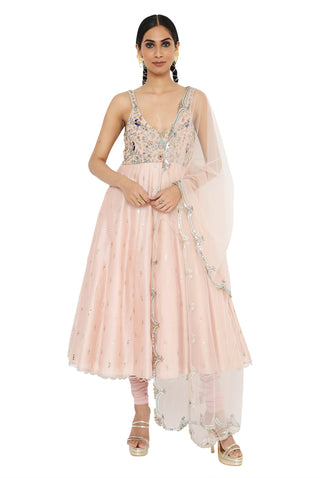 HOOR ROSE PINK EMBROIDERED ANARKALI